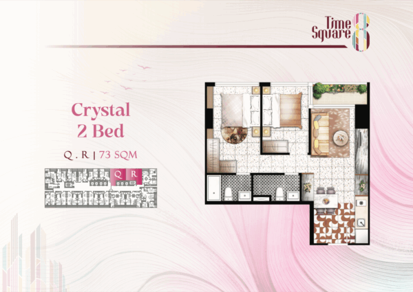 Fully furnished two-room apartment in the center of Phnom Penh, Cambodia, 73 m2