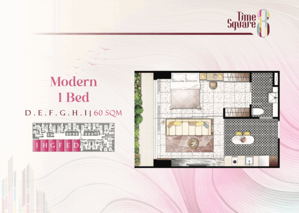 Fully furnished studio apartment in the center of Phnom Penh, Cambodia, 60 m2