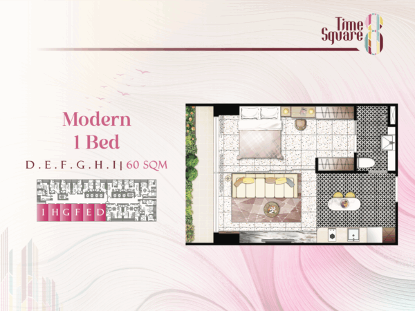 Fully furnished studio apartment in the center of Phnom Penh, Cambodia, 60 m2